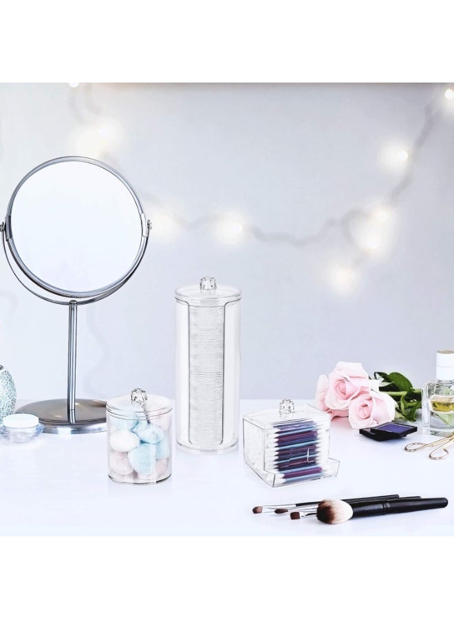 3-piece acrylic bathroom storage box set for makeup with lids. Bathroom organizer for storing makeup tools with cotton pad holder, cotton tampon holder, wool and cotton holder. - Image 2